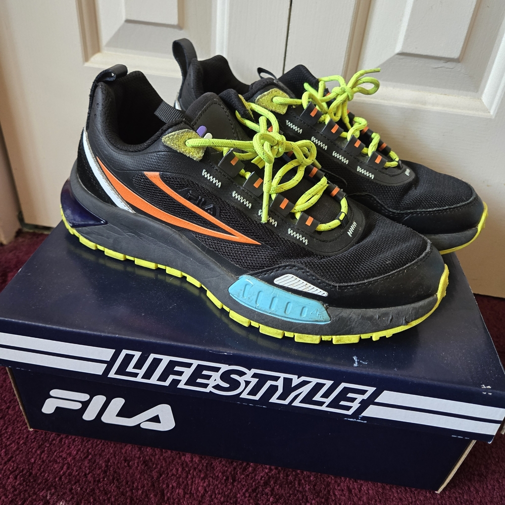 Fila Men's Black and Orange Athletic Shoes